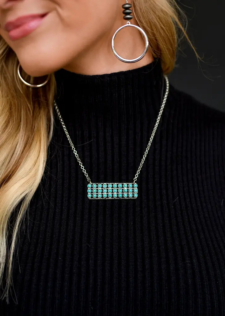 Real turquoise bar on sale necklace