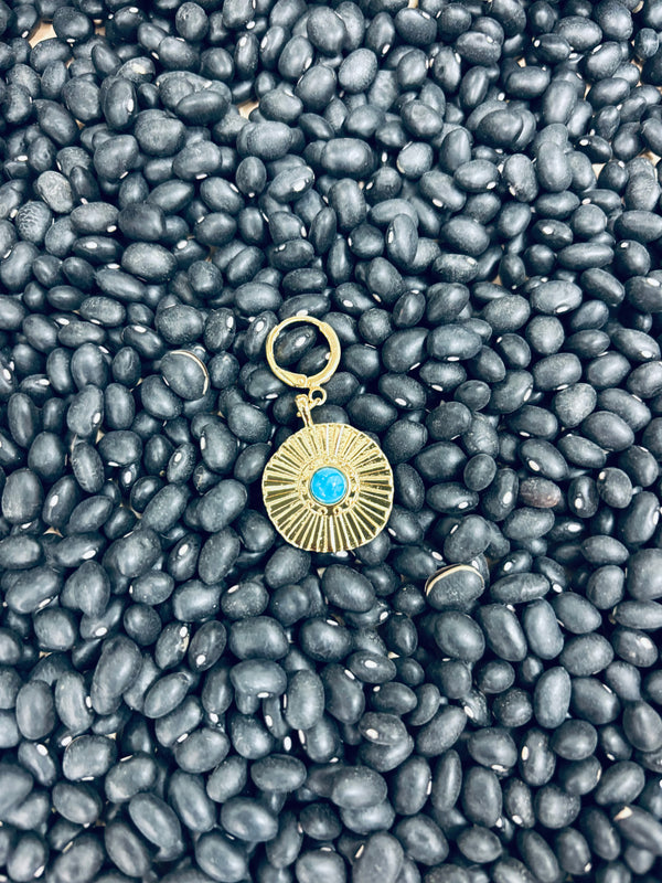 Turquoise Coin Huggie Charm
