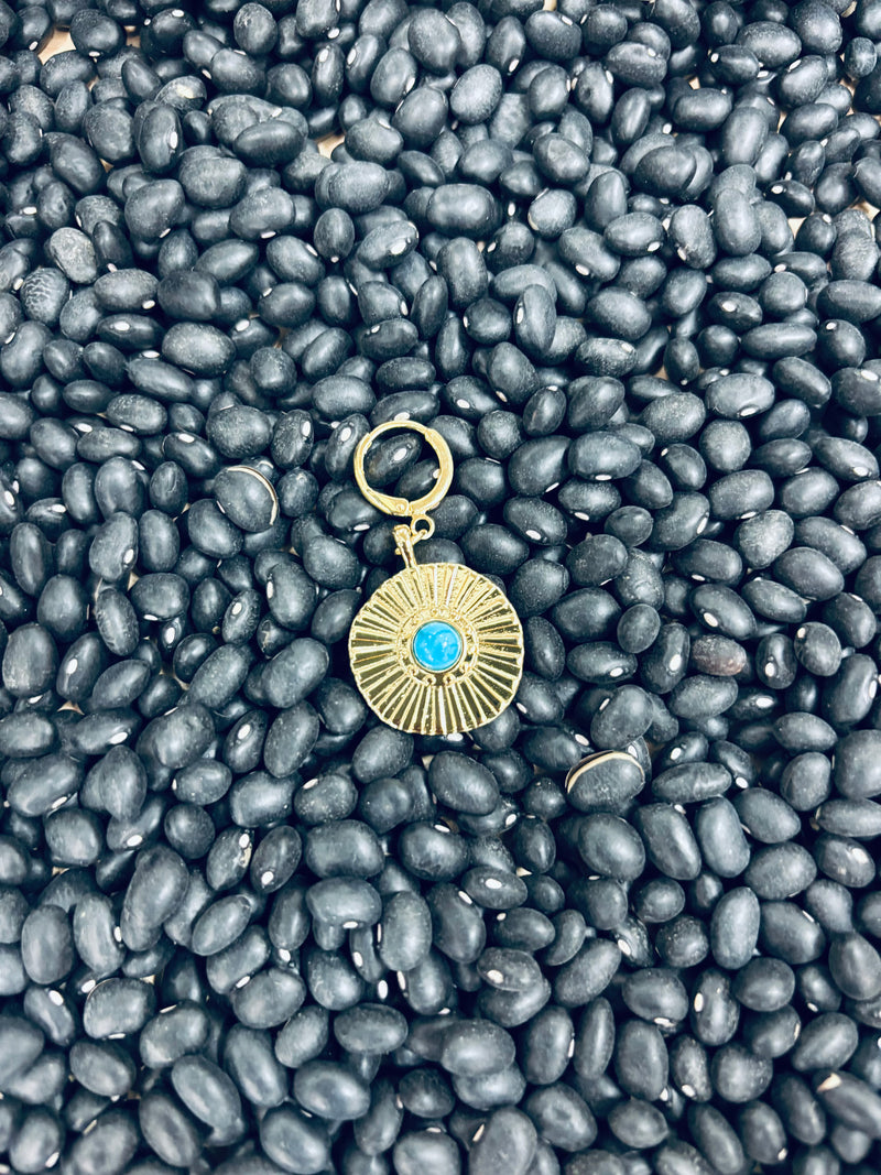 Turquoise Coin Huggie Charm