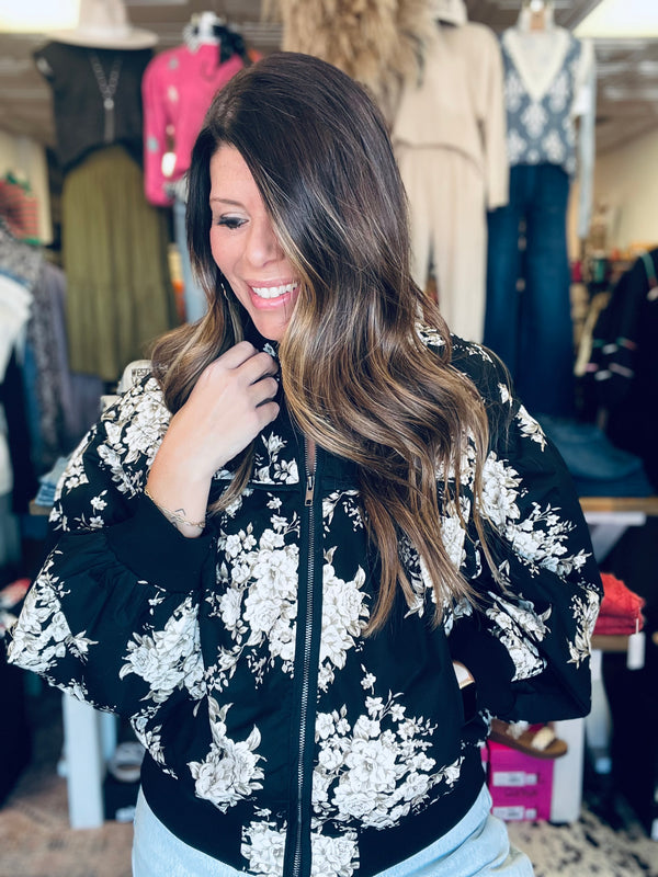 Florence Floral Print Bomber Jacket