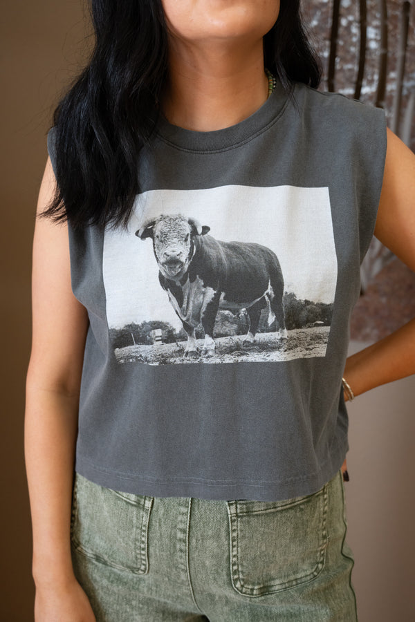 The Hereford Bull Black/White Boxy Tank