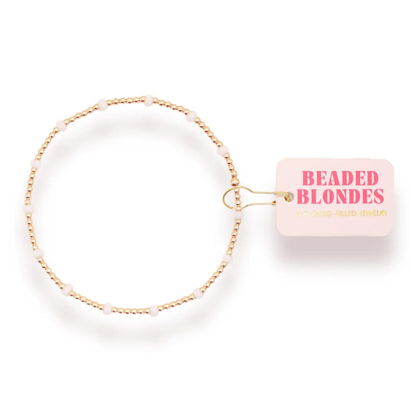 Beaded Blondes- White Dainty Poppi Bracelet