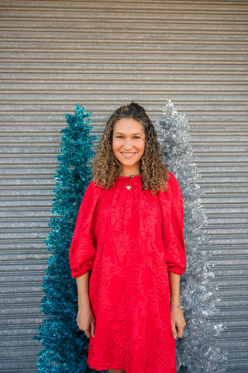 Hattie Red Puff Sleeve Dress