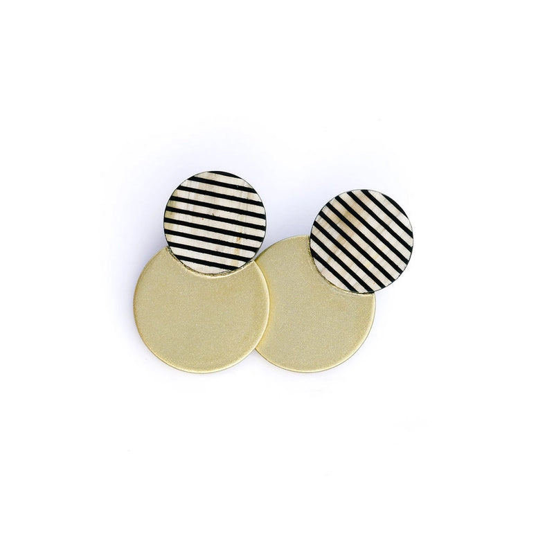 Sunshine Tienda Gold Tuxedo Stripe Earrings