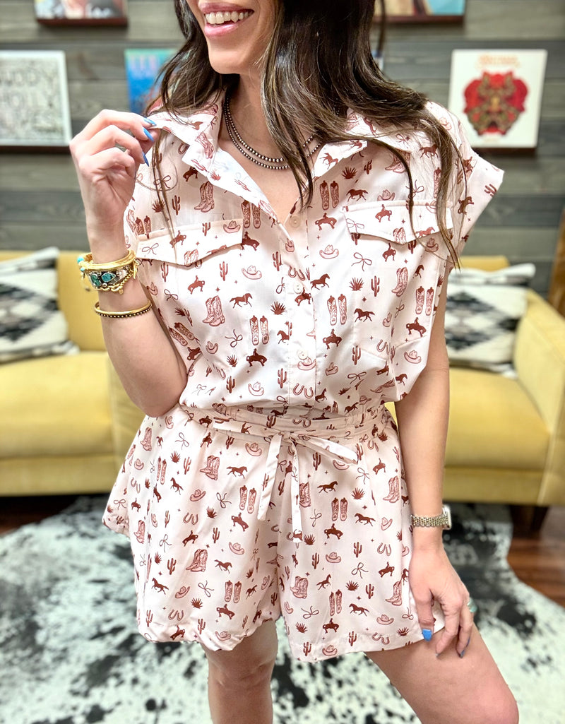 Buckaroo Western Print Romper