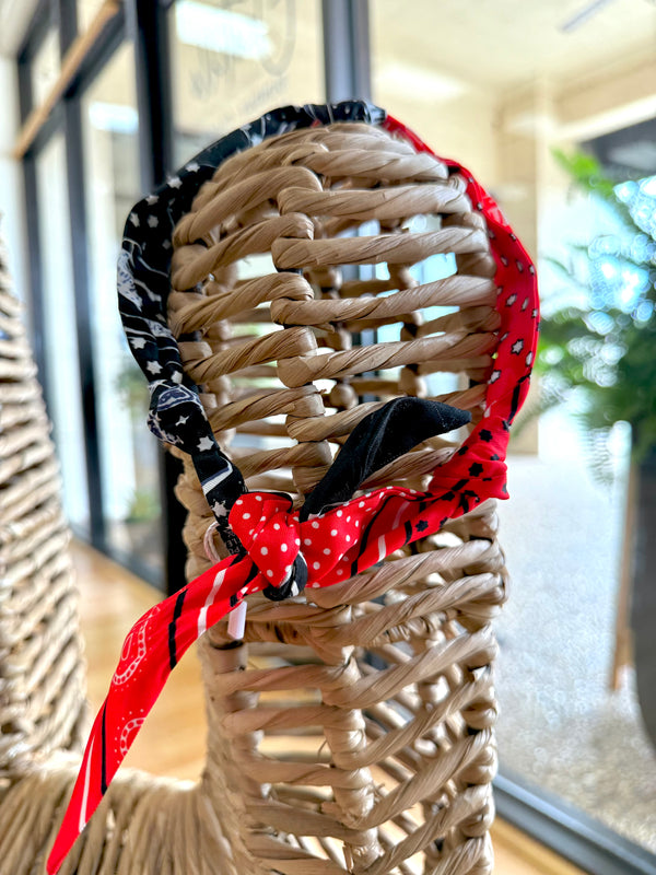 Knotted Neck Scarf/Bracelet- Mixed Red/Blk