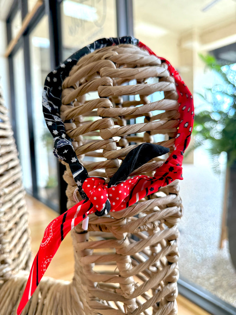 Knotted Neck Scarf/Bracelet- Mixed Red/Blk