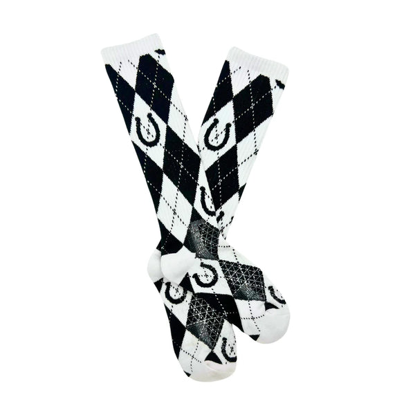 Lucky Chuck- Argyle Blk/White Performance Socks