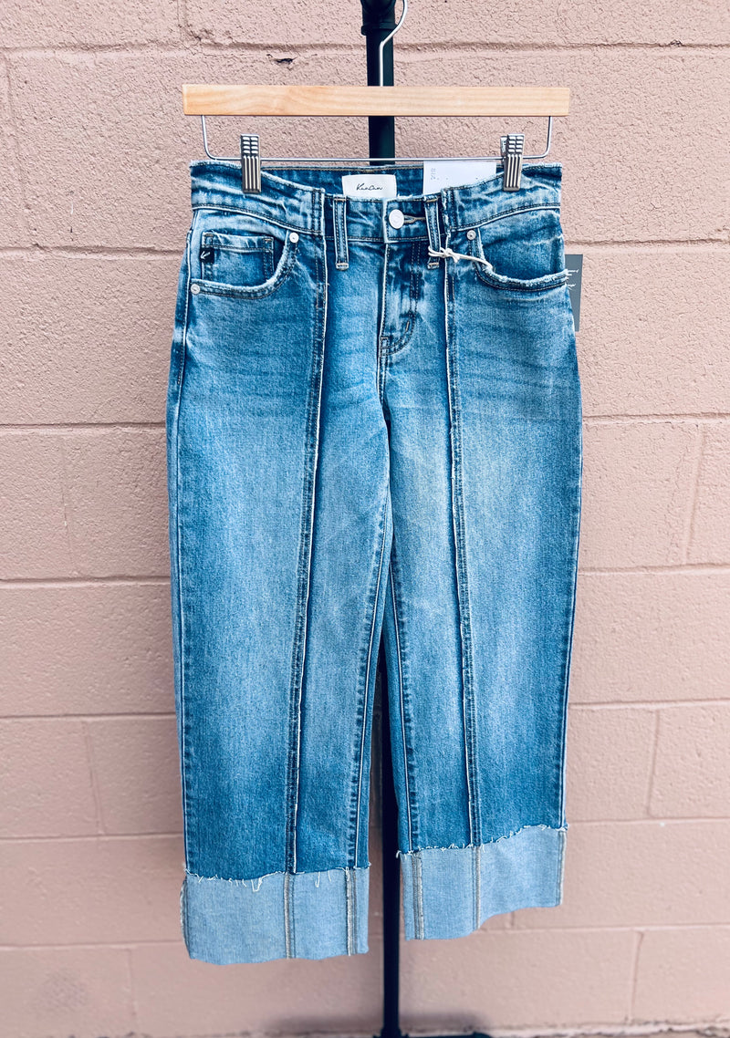KanCan- Mid Rise Cropped Wide Leg