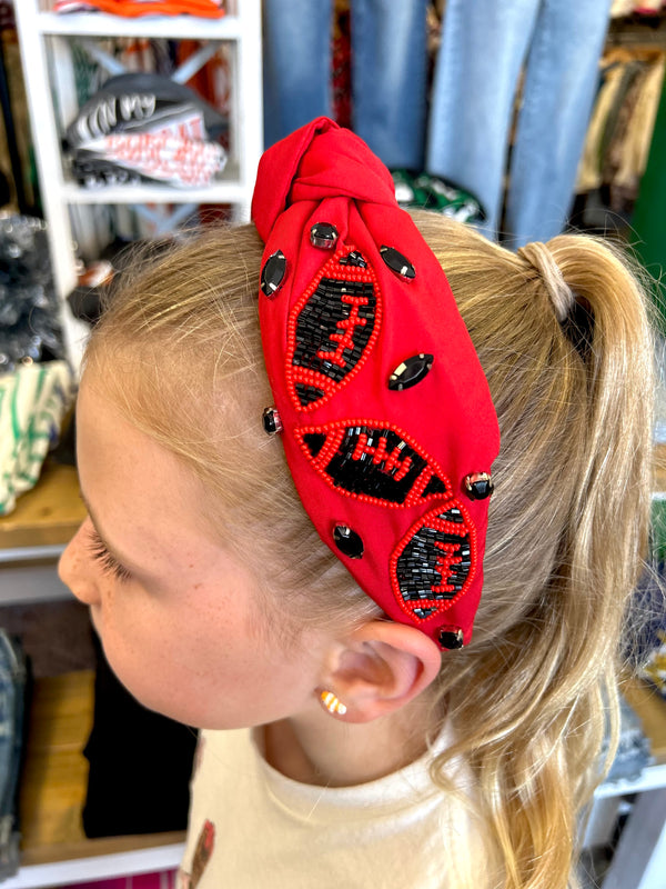 Black/Red Football Headband