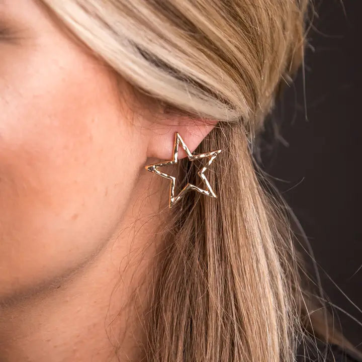 West & Co- Gold Star Cut Out Earrings 1"