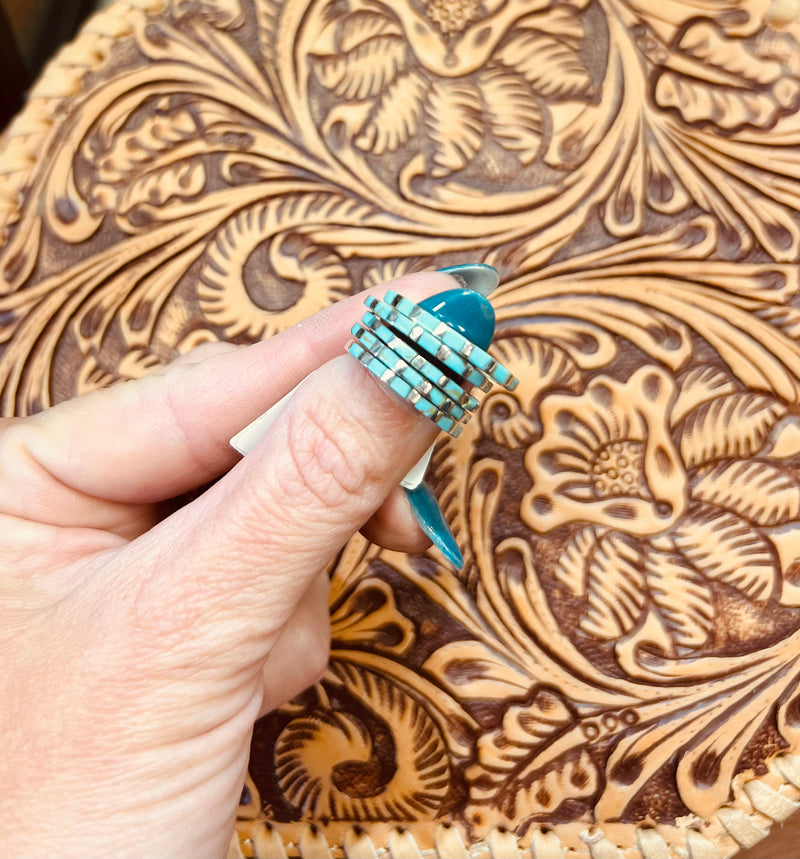 Turquoise/Silver Inlay Stacker Ring