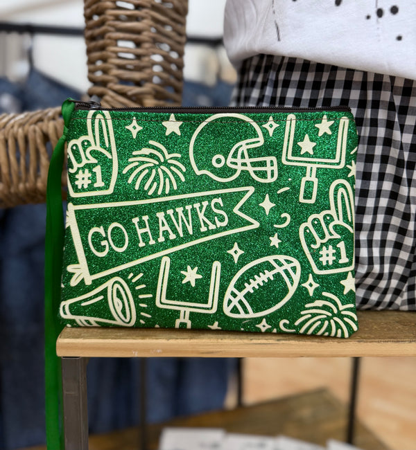 School Spirit Make Up Bag- Go Hawks