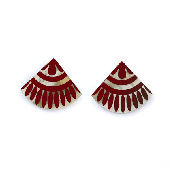 Sunshine Tienda Cranberry Tile Earrings