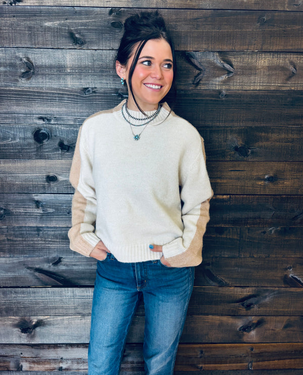 Elan- Color block Natural Sweater