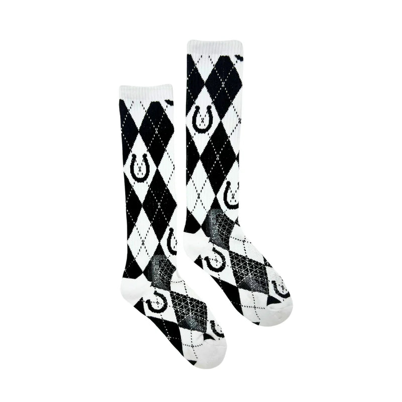 Lucky Chuck- Argyle Blk/White Performance Socks