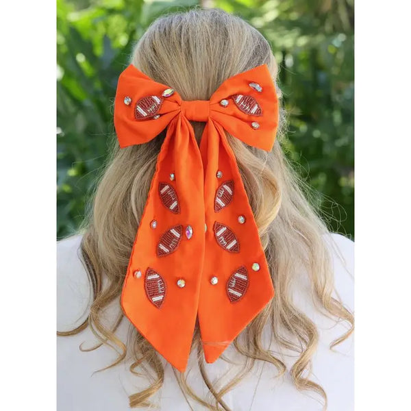 GameDay Orange Football Large Bow