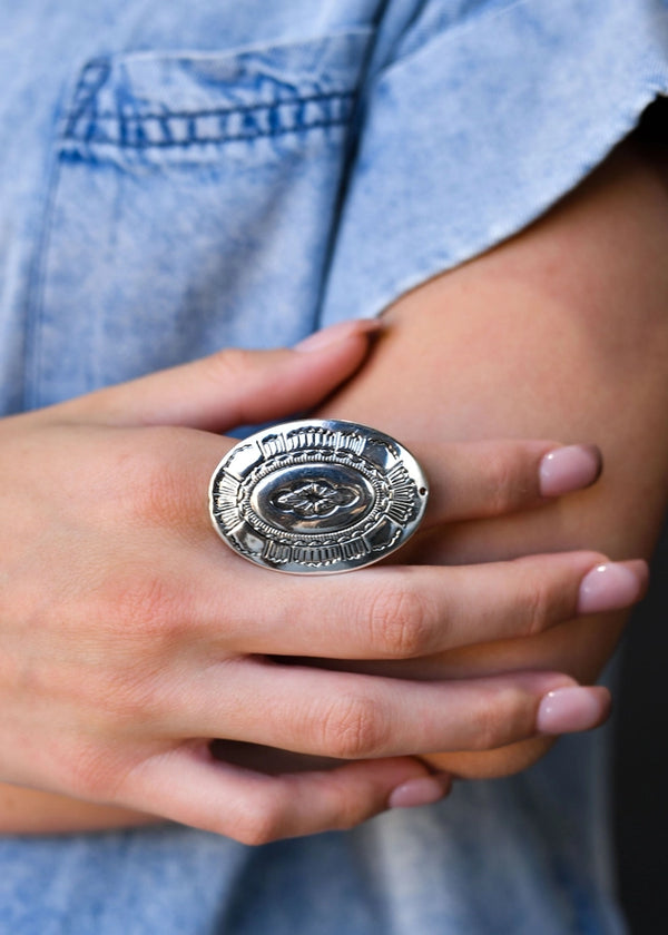 West & Co. Adjustable Large Stamped Concho Ring