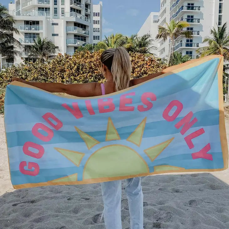 Quick Dry Beach Towel- Good Vibes Only