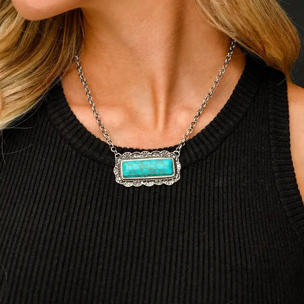 West & Co. 18" Turquoise Bar Necklace