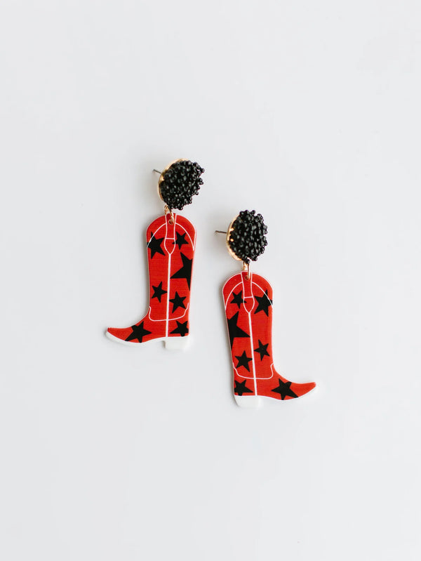 Michelle Mcdowell Red/Black Boot Earrings