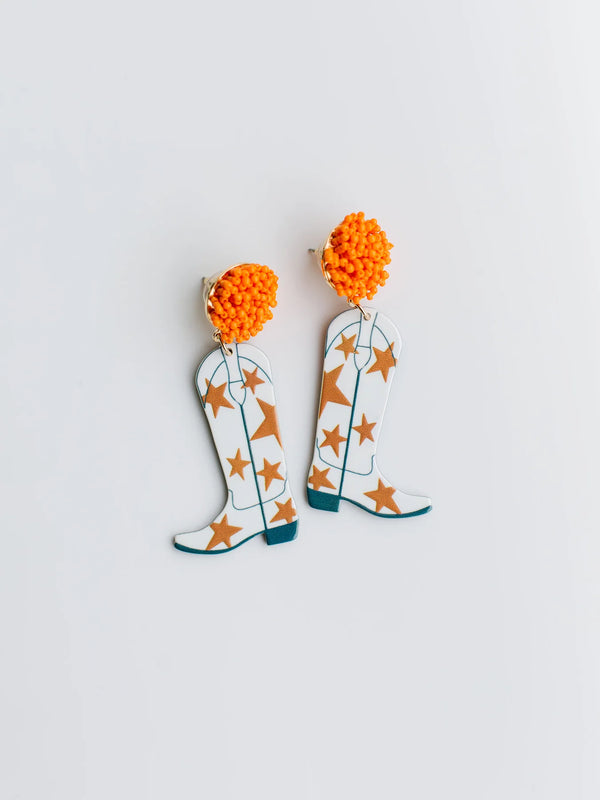 Michelle Mcdowell Orange Boot Earrings