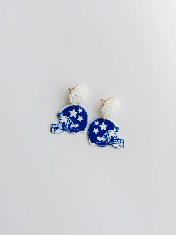 Michelle Mcdowell Blue Touchdown Helmet Earrings