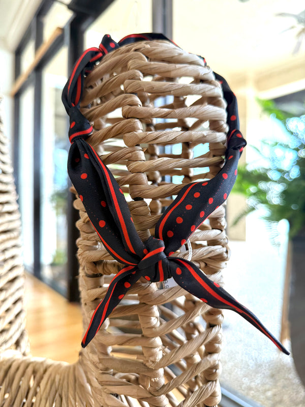 Knotted Neck Scarf/Bracelet- Red/Blk Polka Dot