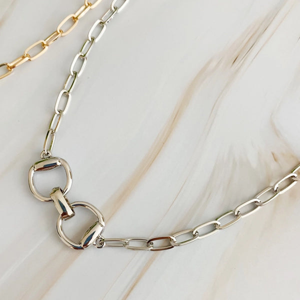 Equestrian Pendant Chain Necklace- Silver