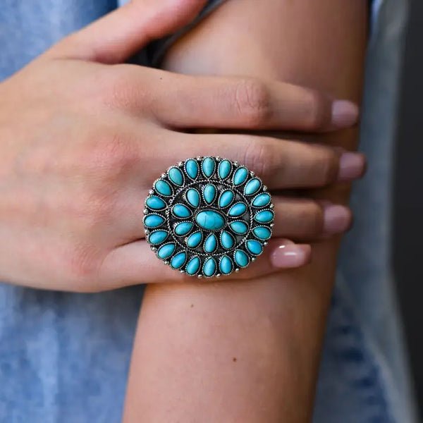 West & Co. Adjustable Turquoise Cluster Ring