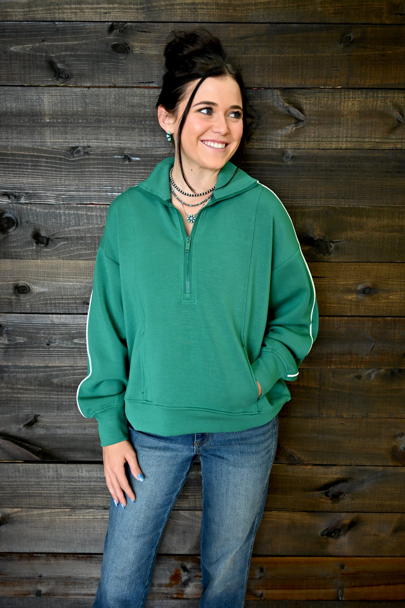 Sloan Quarter Zip Pullover- Kelly Green