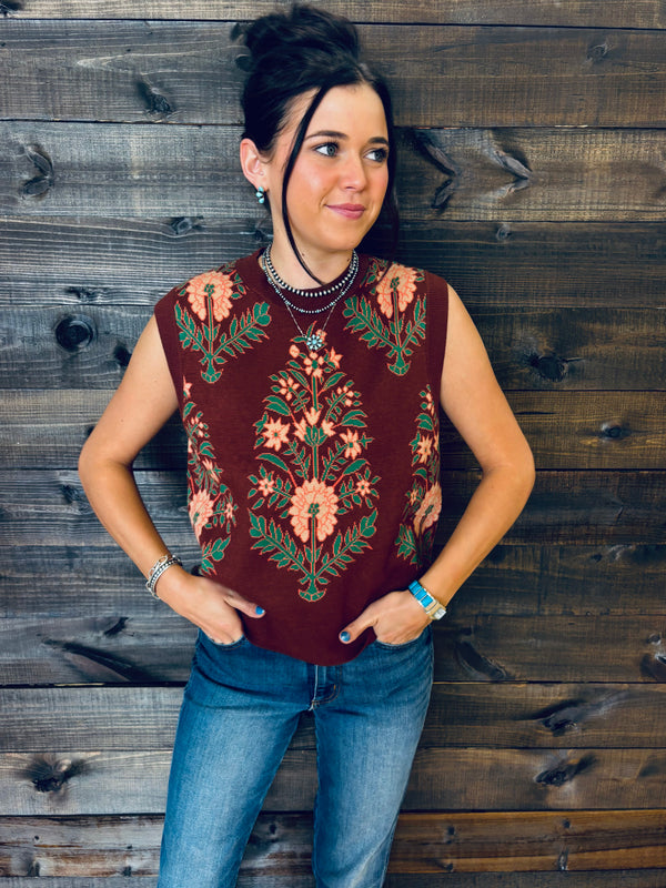 Vivian Floral Knit Vest