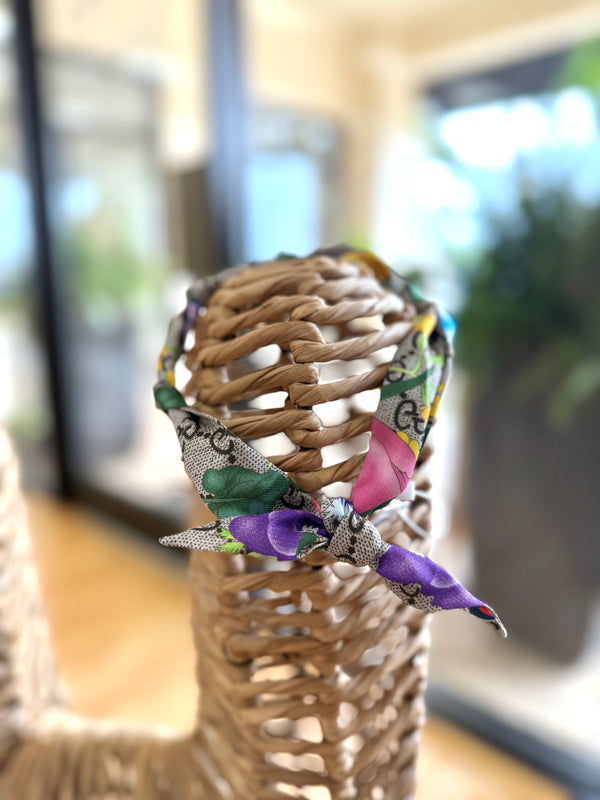 Knotted Neck Scarf/bracelet- Designer Rainbow