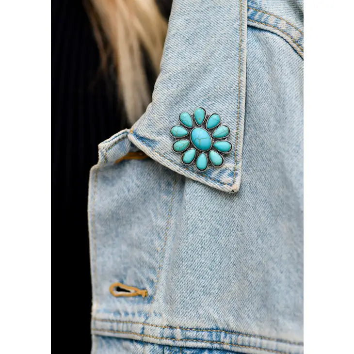 West & Co. Turquoise Flower Pin
