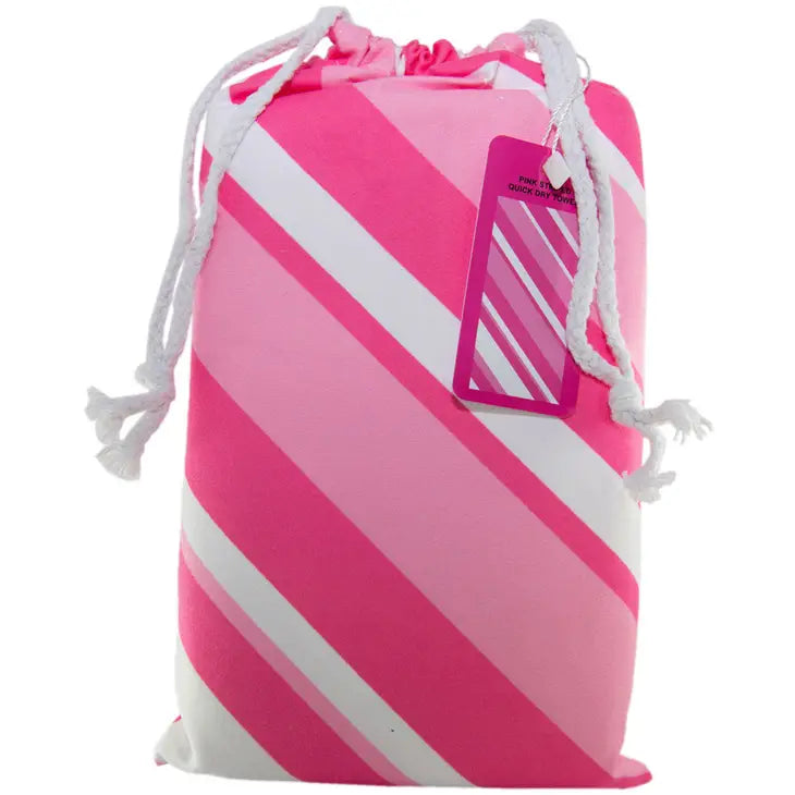 Quick Dry Beach Towel-Pink Stripes