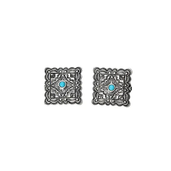 West & Co. Burnished Silver Square Earrings