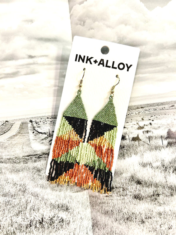 Ink + Alloy Brittany Mixed Triangles Beaded Earrings