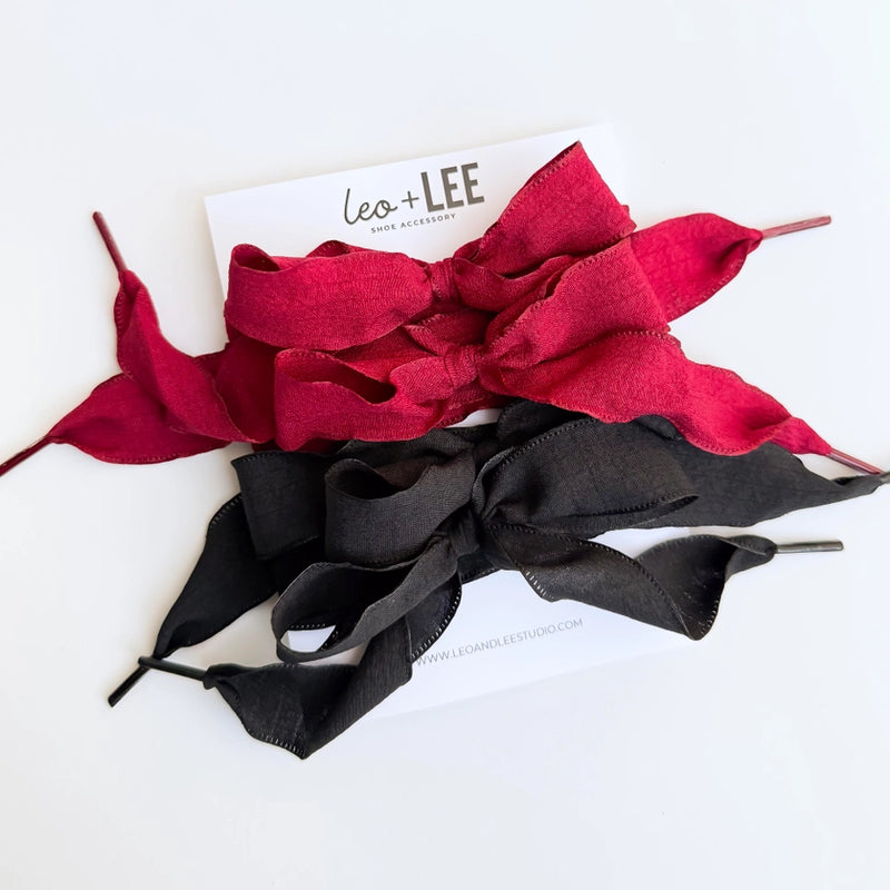 L&L- Butterfly Shoelace Set- Black/Burgundy