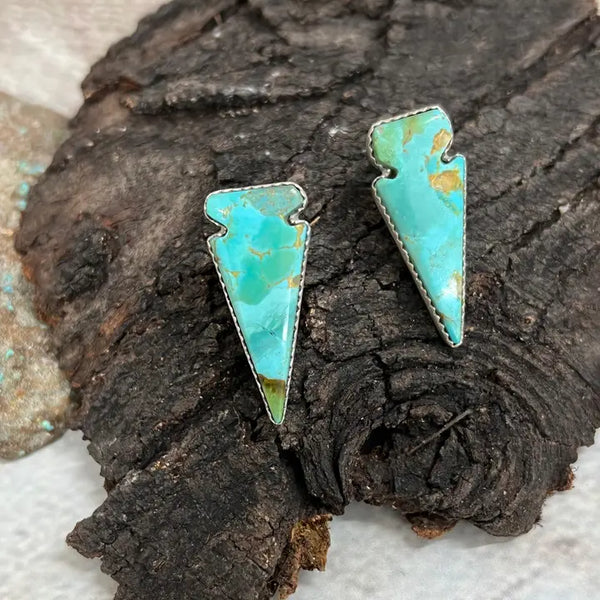 Sterling Silver Kingman Arrowhead Post Earrings