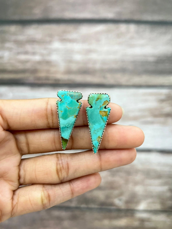 Sterling Silver Kingman Arrowhead Post Earrings