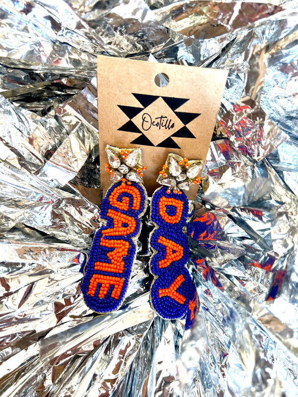 GameDay Beaded Blue/Orange Earrings