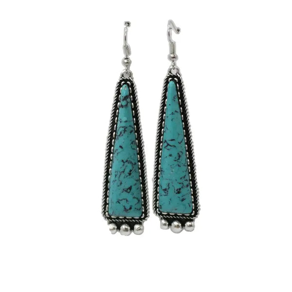 West & Co- 3" Triangle Turquoise Earrings