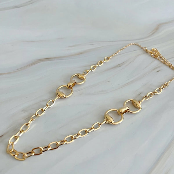 EY-Double Equestrian Chain Necklace