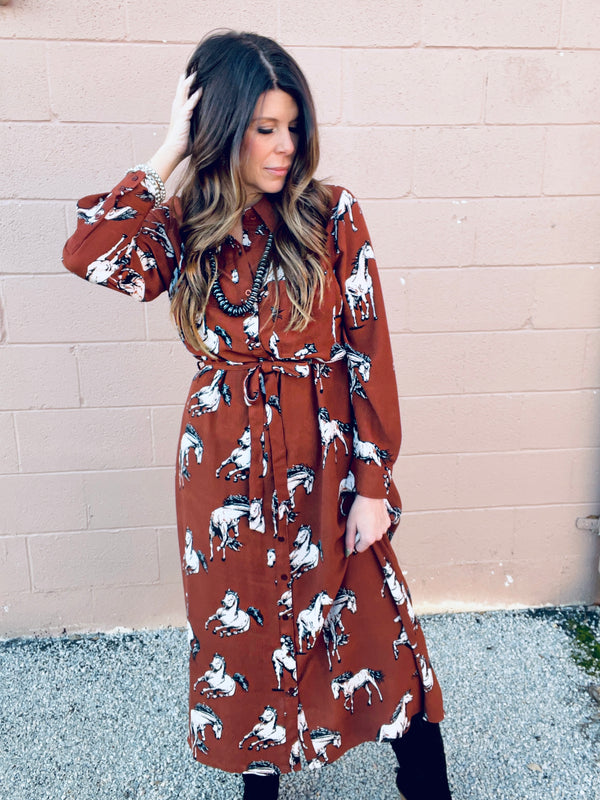 Cotton & Rye-Navasota Horse Print Dress