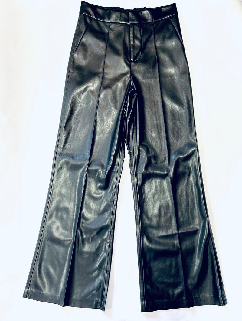 Elan- Leather High Waist Pants Black