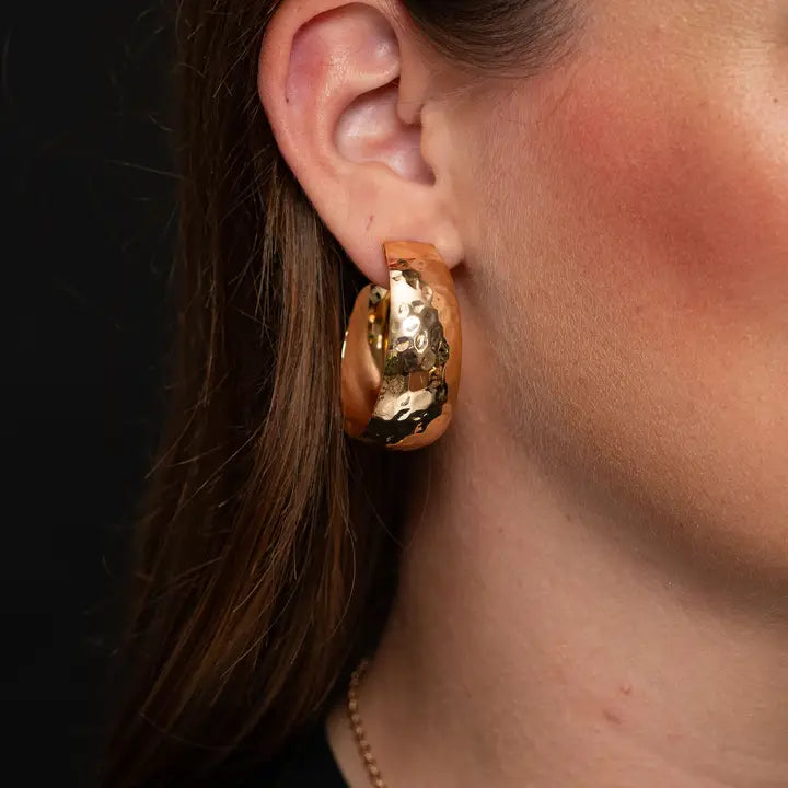 West & Co. Gold Hammered Hoop Earrings