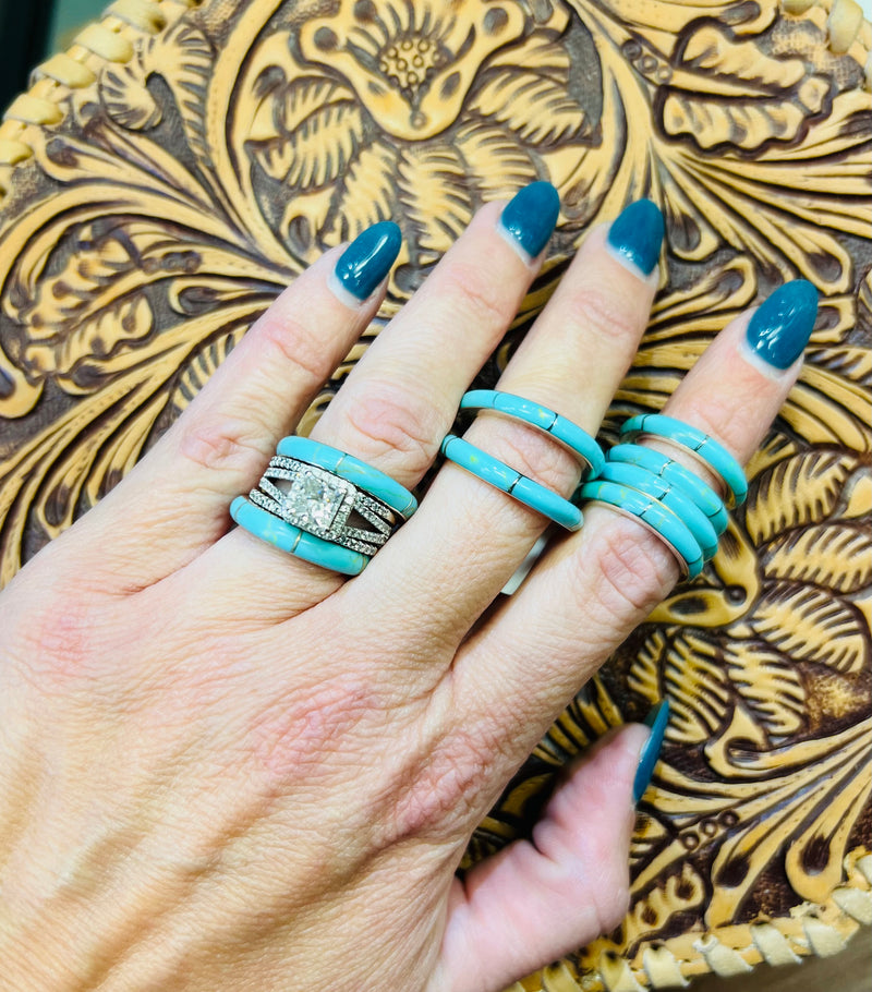 Turquoise Inlay Stacker Ring