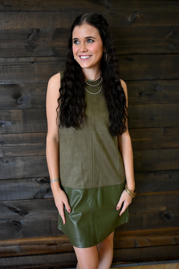 Jaqueline Olive Mixed Media Dress