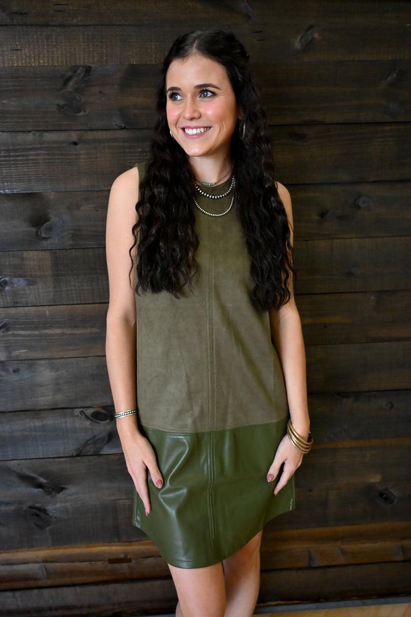 Jaqueline Olive Mixed Media Dress