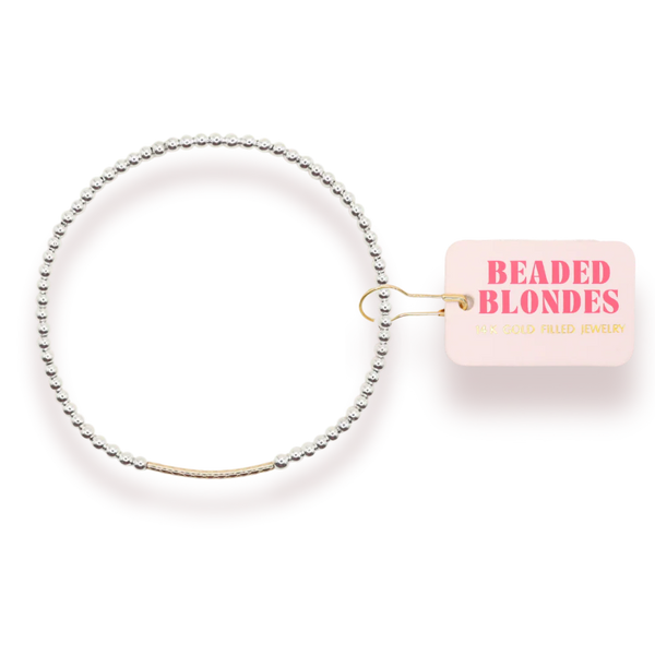 Beaded Blondes- Dainty Bar Bracelet Silver with Gold